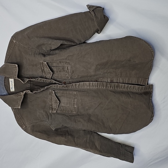 Madewell Jackets & Blazers - Madewell cargo army military denim gray jacket collared sz XS